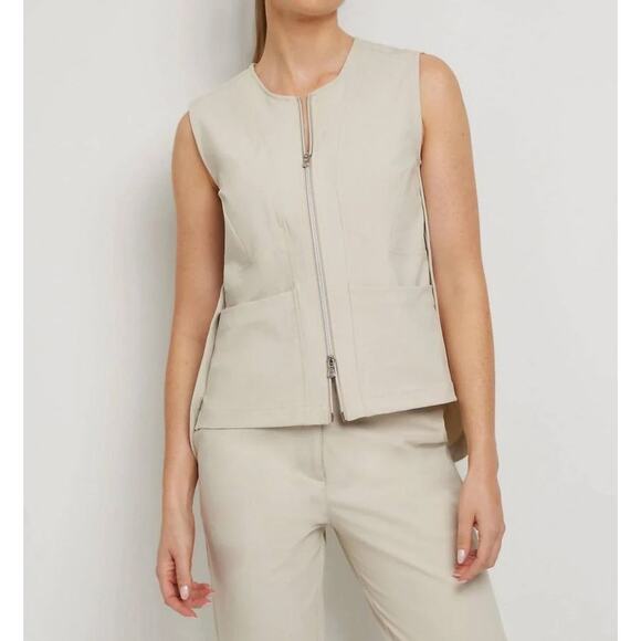 Anatomie Adley Techno Linen Vest Top Champagne Beige Travel Utility SZ L - Picture 1 of 7